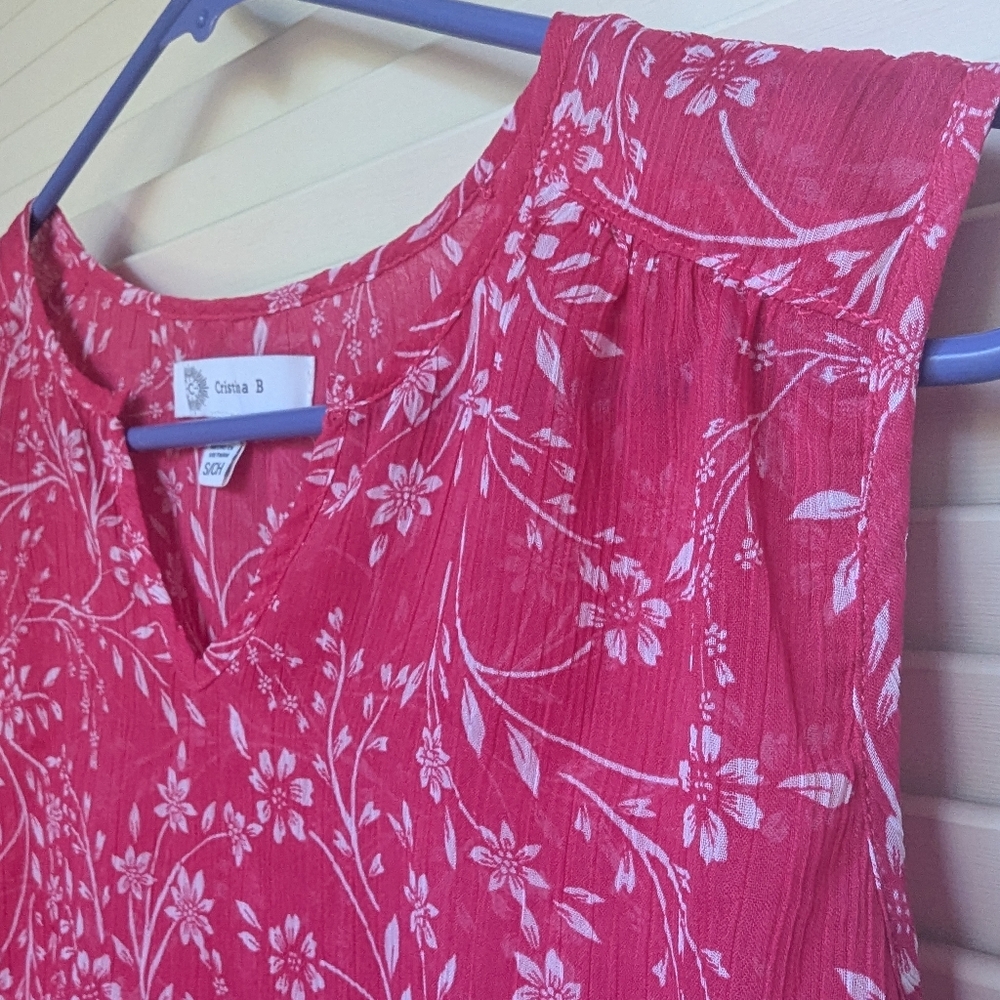 Cristina B Floral Sleeveless Blouse Size S - Picture 8 of 10